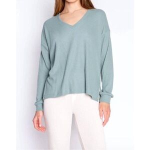 PJ SALVAGE long sleeve waffle top in sage